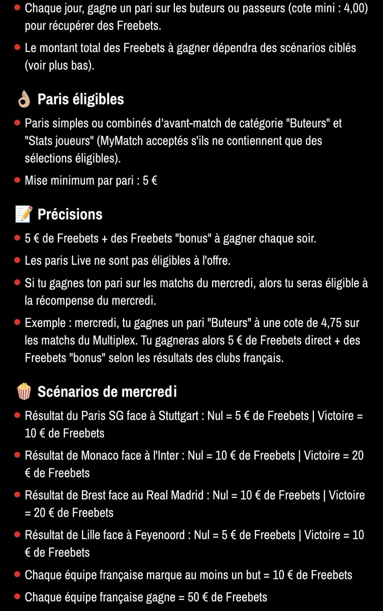 📢 Quasiment la seule promotion intéressante winamax
Si intéressé 🔃❤️ et je partagerai un ou des buteurs intéressants si opportunité(s) . Beaucoup de matchs mais winamax a une sale habitude de baisser énormément les cotes lors de ces promotions