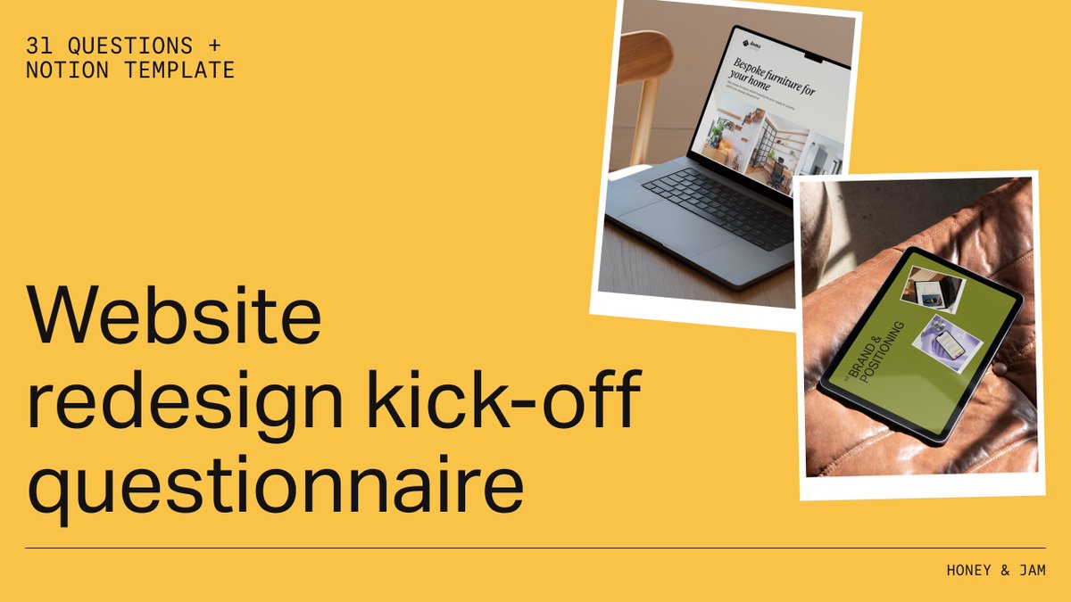 We start every web redesign project with a kick-off questionnaire. 

Our clients love this stage of the project a lot so we decided to put it in a doc + Notion Template and share it with everyone. 

Reply with "WEBSITE" and give me a follow so I can send it to you via DMs