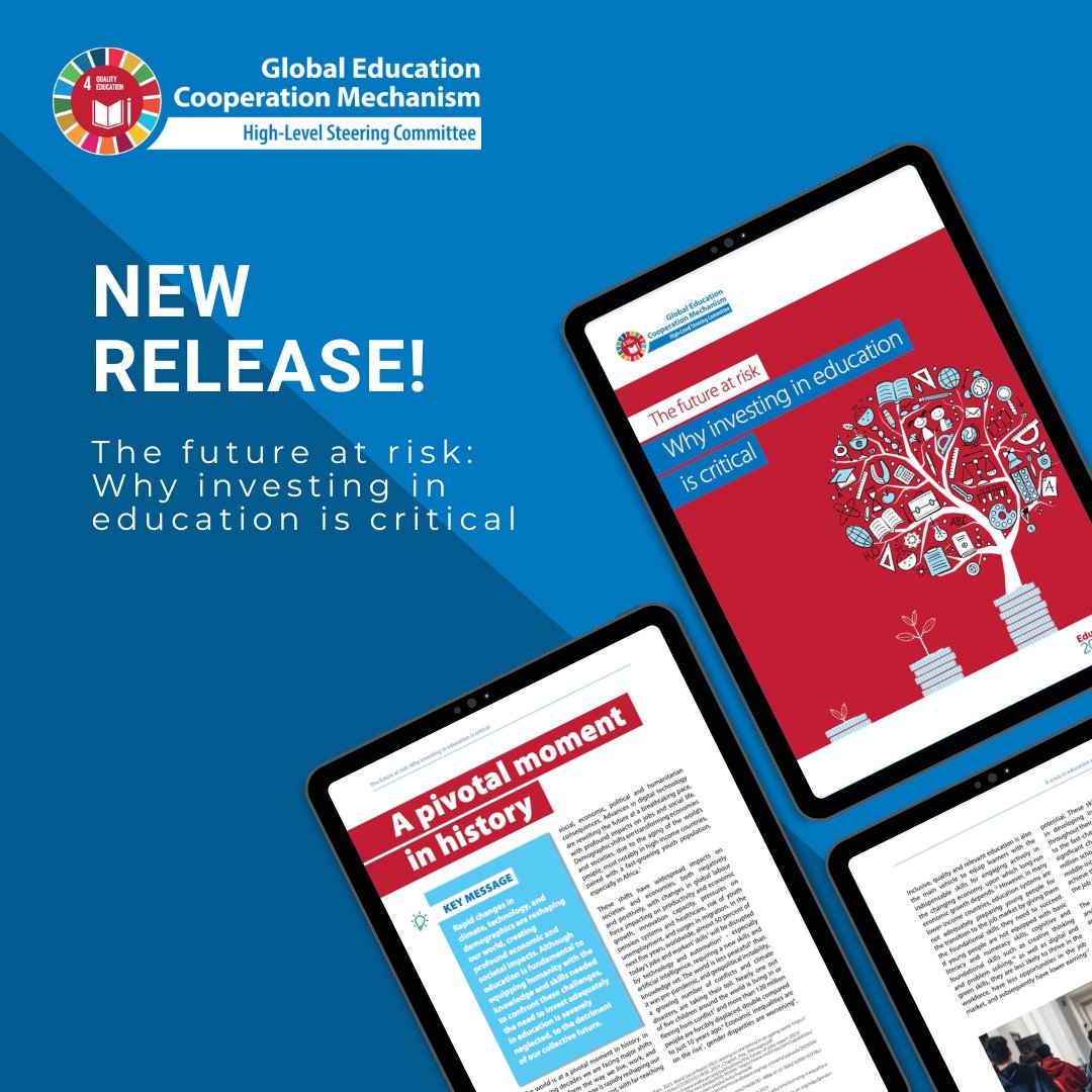 Education2030UN's tweet photo. 📚Education empowers humanity to address global challenges, yet it remains woefully underfunded.

Governments must protect #education funding &amp; donors must reverse aid decline.

🆕Paper by #LeadingSDG4 Steering Committee: https://t.co/Lu9UwyYQ26

#FundEducation #AnswerTheCall https://t.co/XHsxSFU7aM
