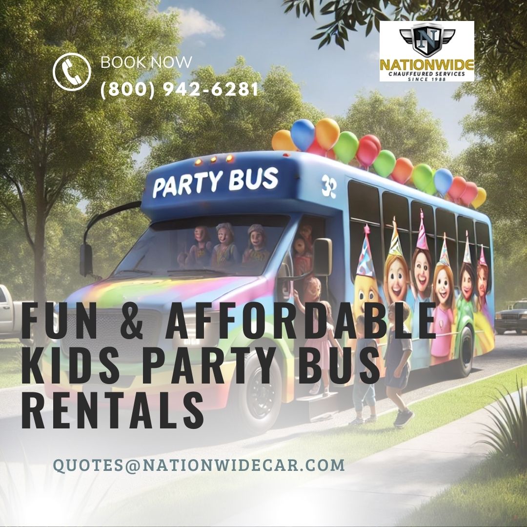 nationwidecar20's tweet image. "🎉Book our Affordable Kids Party Bus for their next birthday or special event. Call 📞 (800) 942-6281 today!
Visit: bit.ly/40o22hC
#AffordableHourlyCarService #CheapCarServiceNearMe #LowCostCarServiceNearMe #CarServiceNearMe #AffordableKidsPartyBus #AffordableCharter