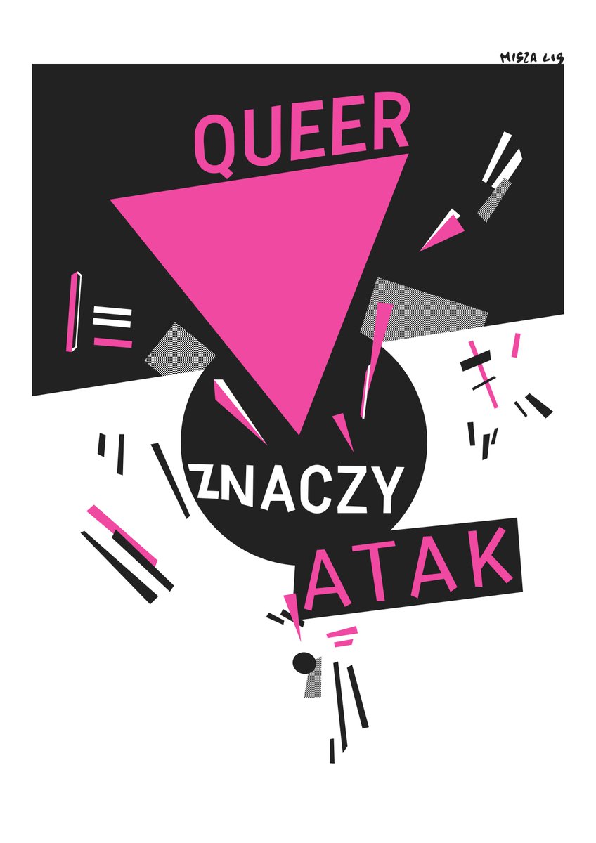 design for a digital print "queer means attack"