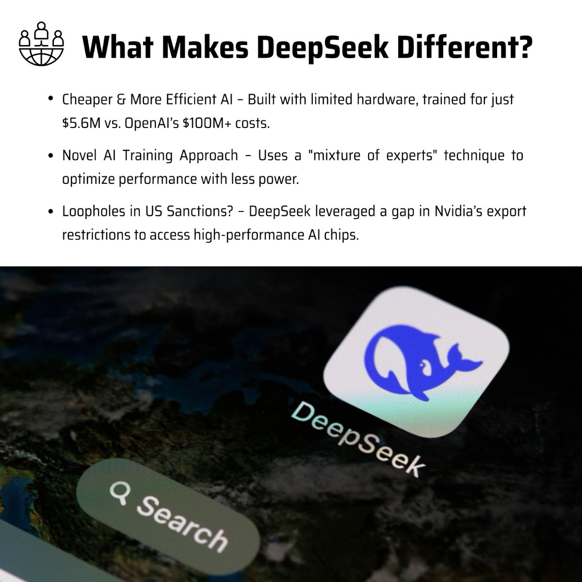 drcharru's tweet image. 🚀 DeepSeek AI Shakes Wall Street! 🚀

China’s DeepSeek-R1 AI just triggered the biggest sell-off in a day! 📉💥
#DeepSeekAI #AIWar #TechDisruption #ChinaVsUSA #FutureOfAI