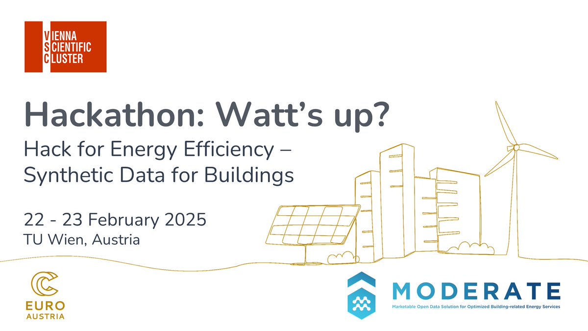 VIENNA📍Hackathon for #energy efficiency

Join us for a weekend of almost non-stop hacking where you can sharpen your #datascience skills and work on solutions to improve building sustainability &amp; reduce greenhouse gas emissions!

🗓️ 22-23 Feb at <a href="/tu_wien/">TU Wien</a> events.vsc.ac.at/e/Hackathon-20…