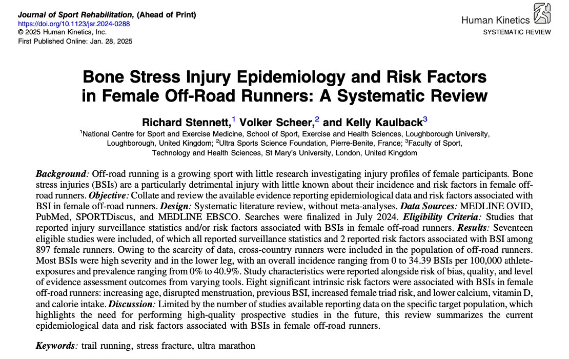 Kelly Kaulback (Muller) (@kelly_kaulback) on Twitter photo Happy for this super fantastic <a href="/SportRehab_/">St. Mary's Sport Rehab</a> <a href="/YourStMarys/">St Mary's University</a> MSc student producing the goods with his SR on bone stress injuries in female 'off-road' runners. Not enough out there to be specific to female *trail* runners - we need more 🏃♀️
journals.humankinetics.com/view/journals/… Happy for this super fantastic <a href="/SportRehab_/">St. Mary's Sport Rehab</a> <a href="/YourStMarys/">St Mary's University</a> MSc student producing the goods with his SR on bone stress injuries in female 'off-road' runners. Not enough out there to be specific to female *trail* runners - we need more 🏃♀️
journals.humankinetics.com/view/journals/…