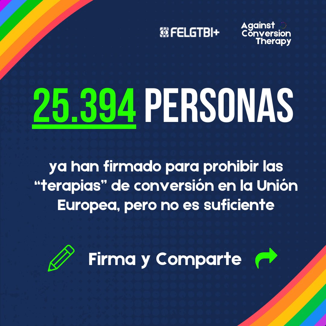 ❗Las llamadas “terapias” de conversión siguen existiendo en el siglo XXI. Junto a @act_lgbt hemos lanzado una Iniciativa Ciudadana Europea para prohibirlas en la UE.

🖋️Firma y comparte para acabar con esta tortura: eci.ec.europa.eu/043/public/#/s…