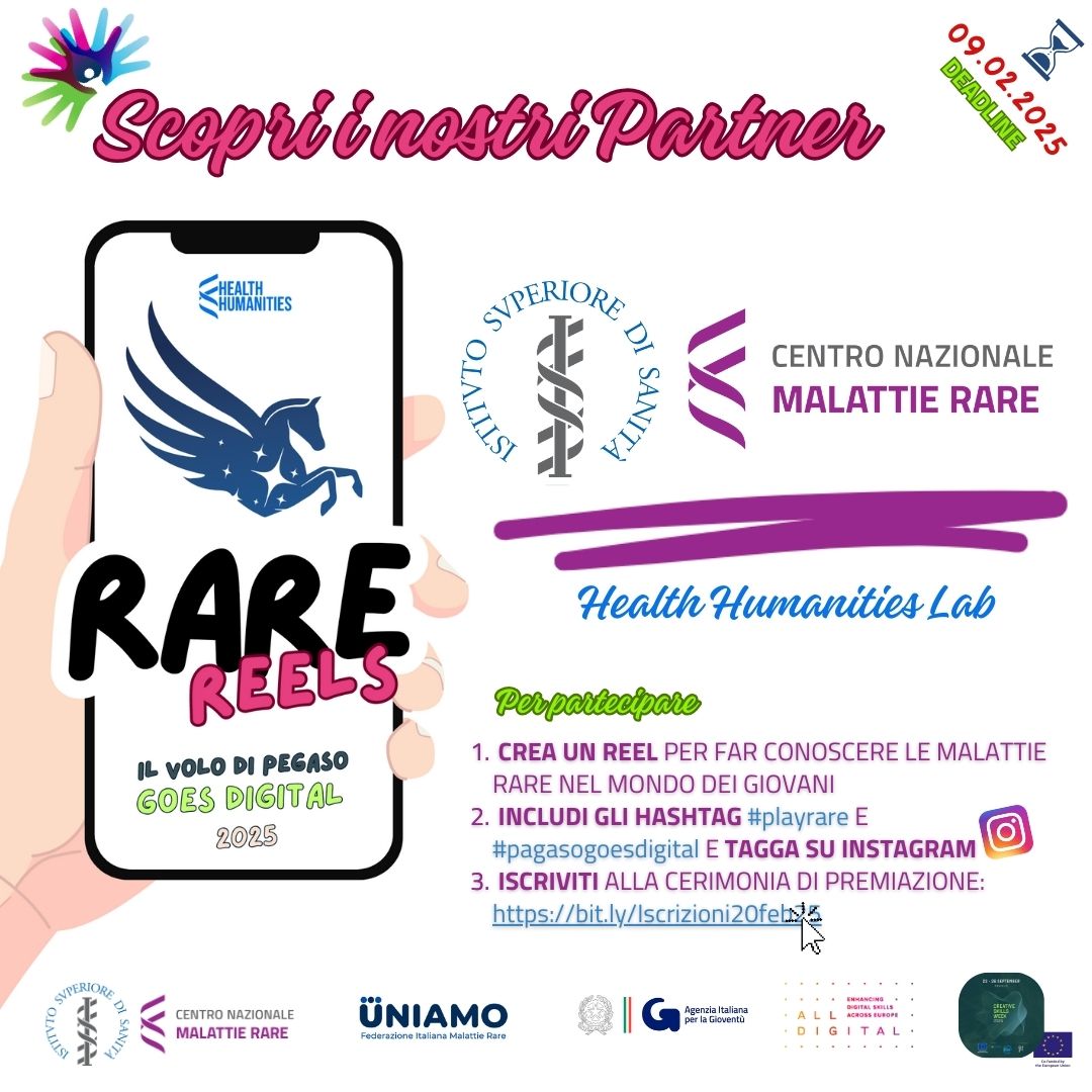 L’𝐈𝐬𝐭𝐢𝐭𝐮𝐭𝐨 𝐒𝐮𝐩𝐞𝐫𝐢𝐨𝐫𝐞 𝐝𝐢 𝐒𝐚𝐧𝐢𝐭𝐚̀, con il 𝐿𝑎𝑏𝑜𝑟𝑎𝑡𝑜𝑟𝑖𝑜 𝑑𝑖 𝐻𝑒𝑎𝑙𝑡ℎ 𝐻𝑢𝑚𝑎𝑛𝑖𝑡𝑖𝑒𝑠 del 𝐂𝐞𝐧𝐭𝐫𝐨 𝐍𝐚𝐳𝐢𝐨𝐧𝐚𝐥𝐞 𝐌𝐚𝐥𝐚𝐭𝐭𝐢𝐞 𝐑𝐚𝐫𝐞, è uno dei Partner del contest #rarereels #pegasogoesdigital 2025!

bit.ly/Iscrizioni20fe…