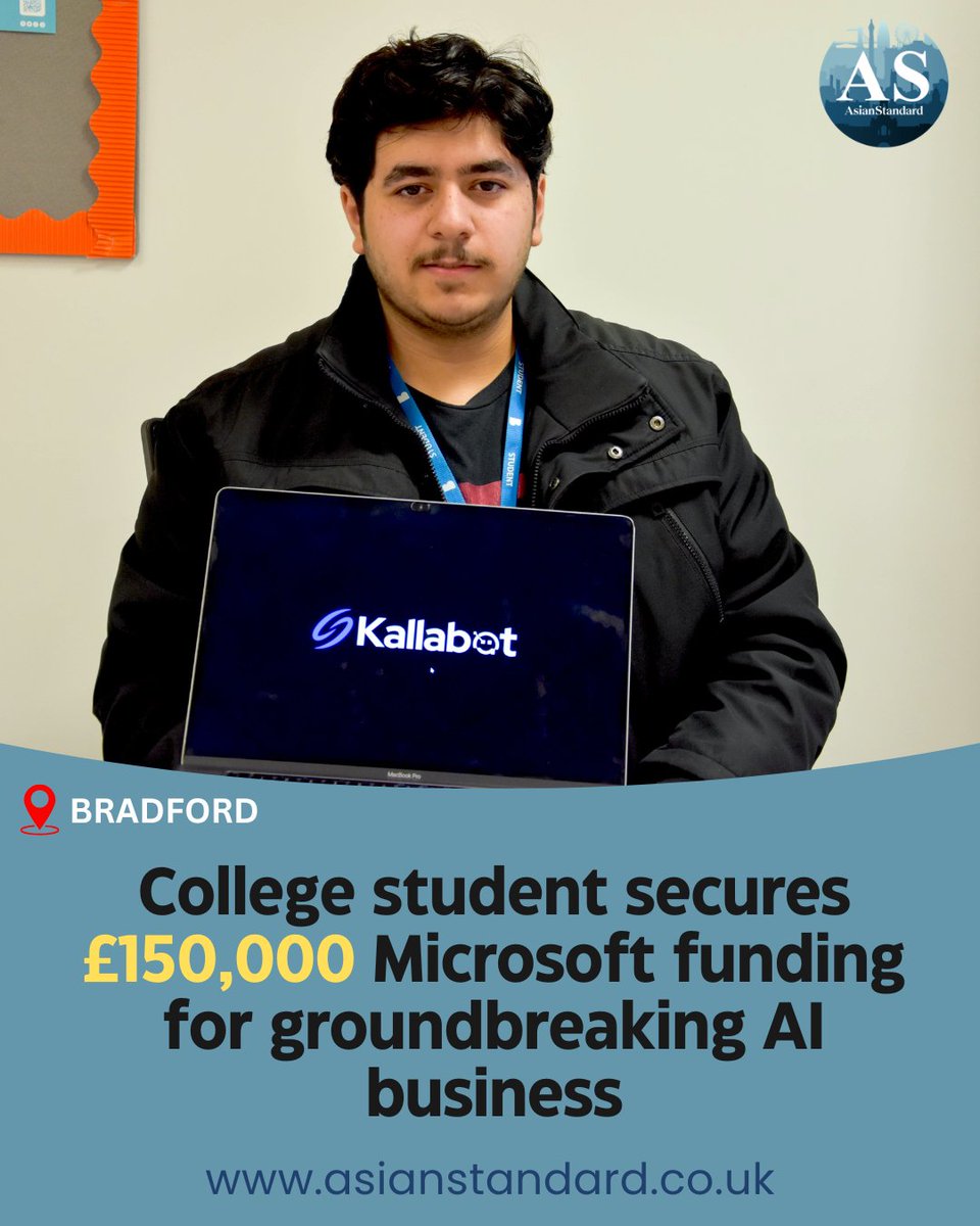 A <a href="/BradfordCollege/">Bradford College</a>  student has secured a groundbreaking £150,000 for his ai business. 

Read more about Abdul Rahman Majid's AI-powered start-up, Kallabot here 
📎  tinyurl.com/mr2xmvhj