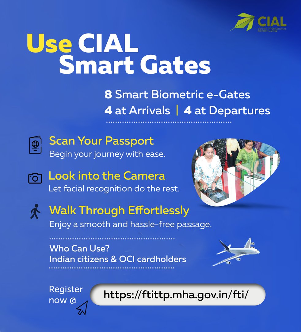 KochiAirport's tweet image. Your Journey Just got Faster! 🚀
Complete immigration procedures in 20 seconds—without officer interaction ✈️

#cial #fasttrackimmigration #immigration #ftittp