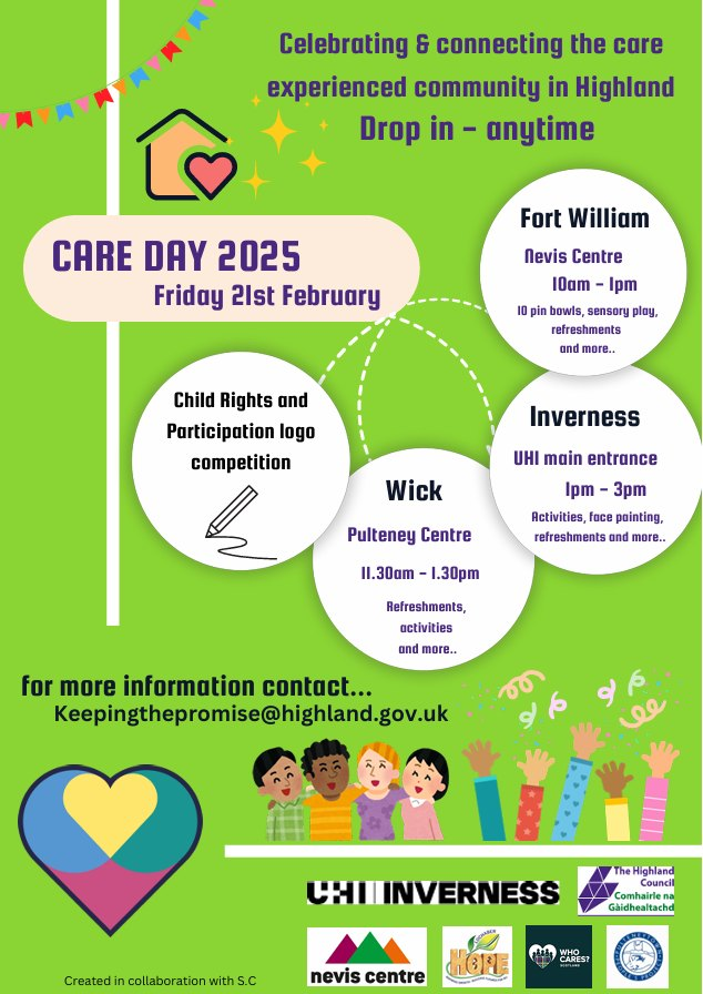 The Promise are bringing events to mark Care Day 2025 to Caithness, Lochaber and Inverness. Please share.