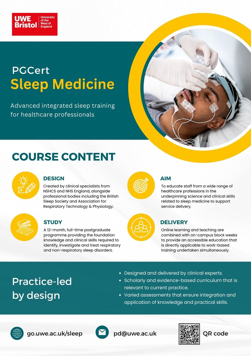 📢 Funded places for the 2025/26 PGCert Sleep Medicine open via NHS England in Feb 2025!

💻 Join our free online webinar on 5 March 2025, 13:00-15:00 to learn more.

🎓 Register here: events.teams.microsoft.com/event/f9c2d2b8…