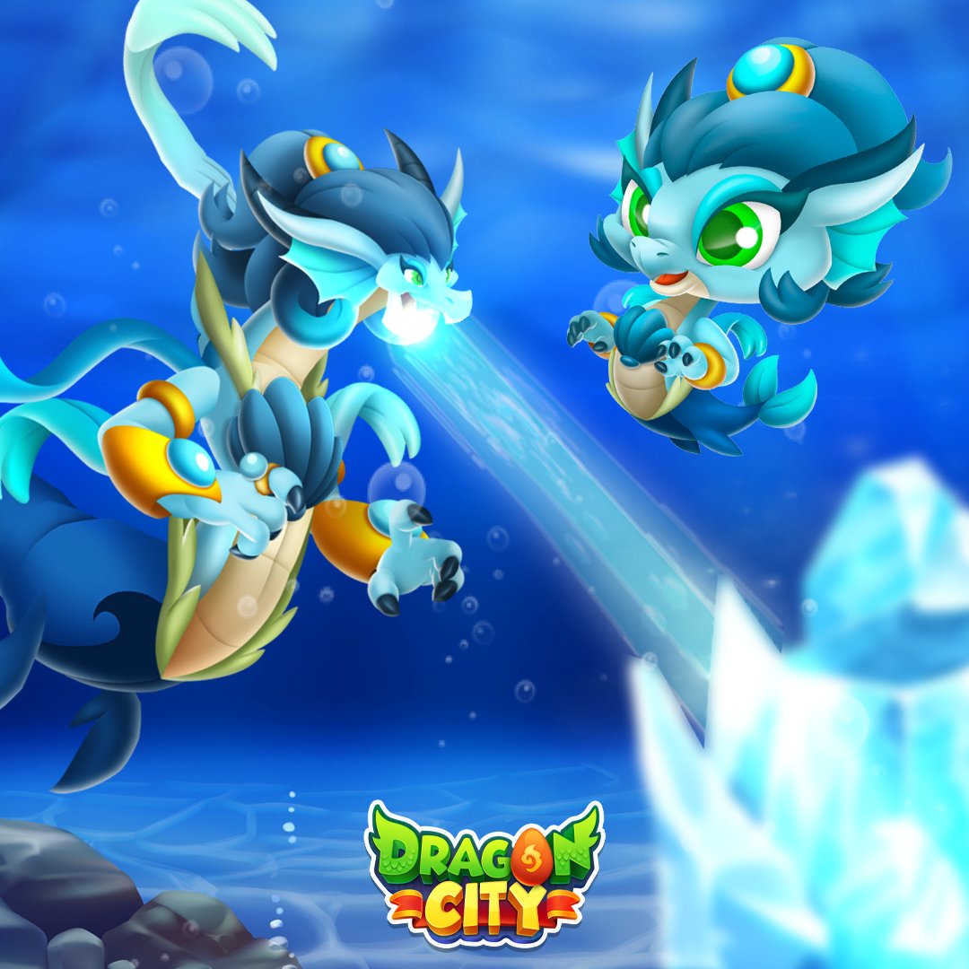 DragonCityGame's tweet photo. The Azure Cold Dragon is one of the prettiest creatures hiding in the freezing depths of the glacial oceans. 🌊 Unfortunately, her beautiful pearls and shiny scales have turned this dragon into valuable prey for many hunters! 🎣 

#MazeCollection #DragonCity https://t.co/uaNb3NAeH6