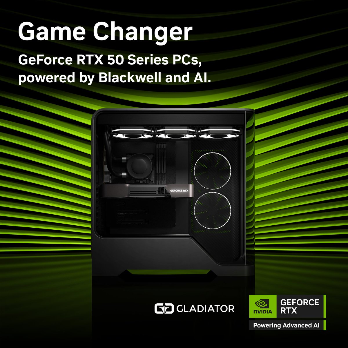 GladiatorPC's tweet photo. Get ready for game changing experiences... The RTX 50 series, 5090 and 5080 are now available to configure in Gladiator PC systems ➡️ https://t.co/vSPslx8ZJu https://t.co/VqdJrk6GvS