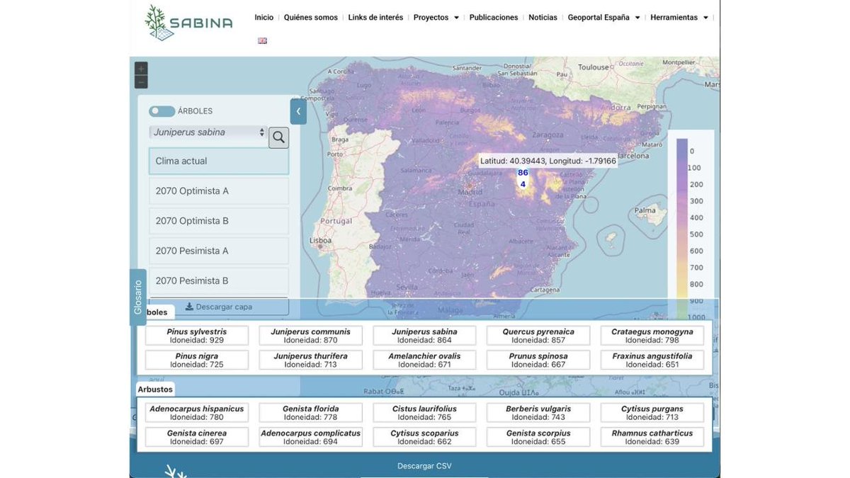 📢 La <a href="/UAM_Madrid/">UAM Autónoma Madrid</a> lanza Sabina, un geoportal para la #conservación ecológica en España

🛰️ Visualiza la distribución actual y futura de especies leñosas bajo el #CambioClimático. 🌍🌱 Una herramienta clave para restaurar ecosistemas.

🔗 Más info: uam.es/uam/investigac…