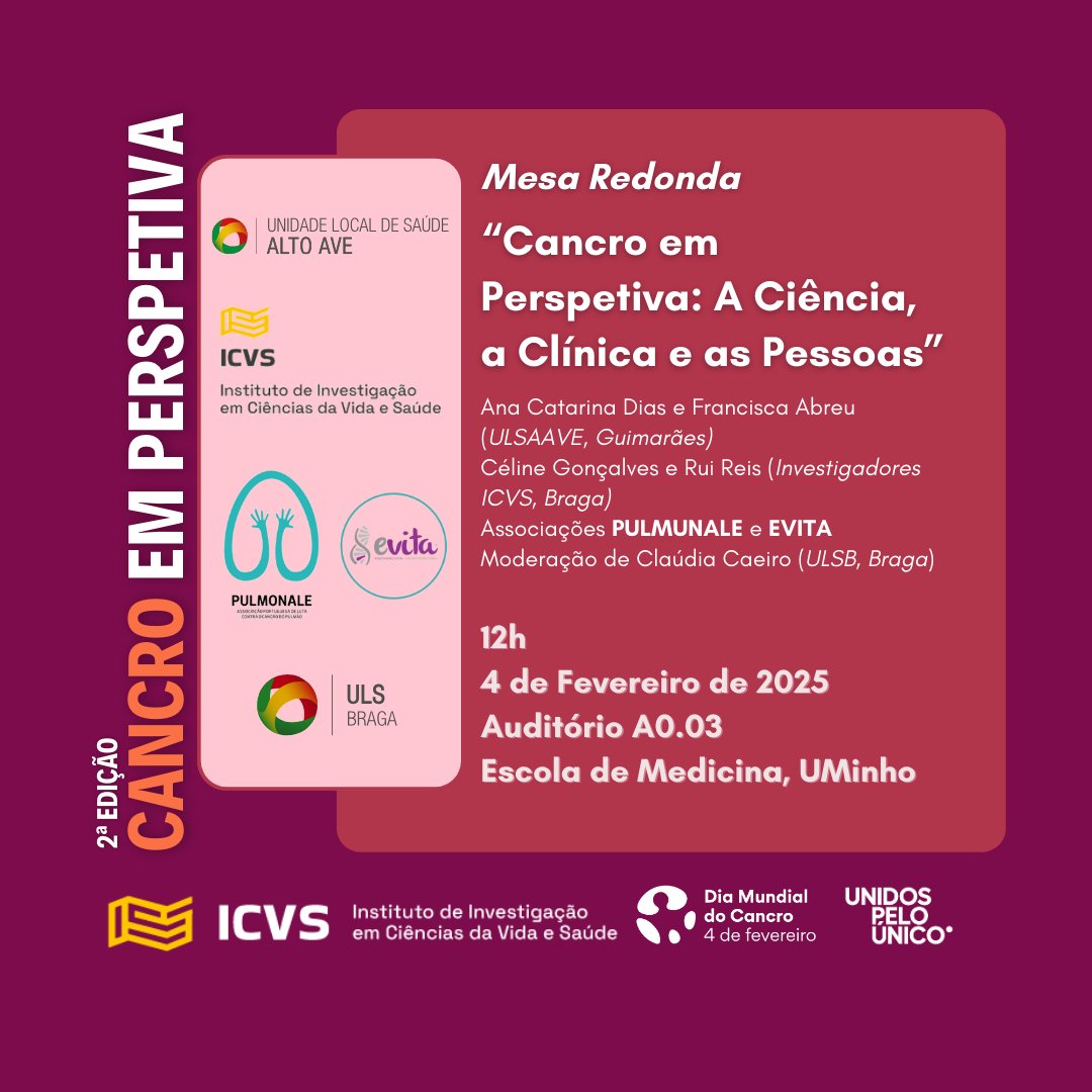Mais um destaque do programa da 2ª Edição do “Cancro em Perspectiva”!
Dia 4 de fev às 12h terá início uma conversa aberta e interativa que reúne especialistas e vozes diversas para discutir os desafios atuais na luta contra o cancro. Inscreva-se em:  forms.gle/ra8teFSkPRz7ER…!