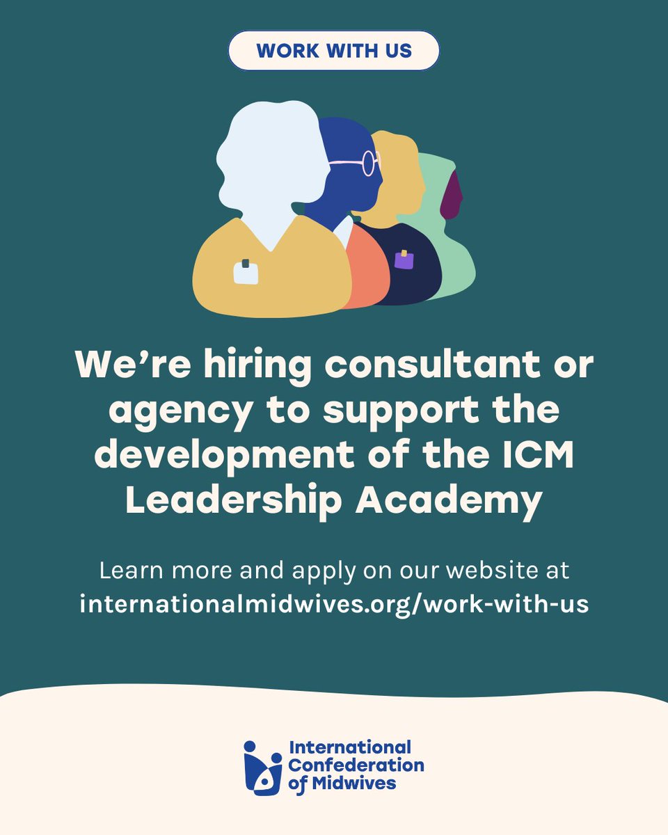 world_midwives's tweet image. 🌍 We are seeking a consultant/agency to help develop the ICM Leadership Academy—a platform empowering midwives through leadership development programs. 

📅 Submit proposals by 03 March 2025, 12:00 noon CET. 

📧 Details: zurl.co/BkCpB 

#MidwiferyLeadership #RFP