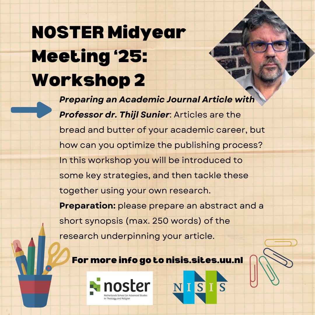 NISIS_School's tweet image. Registration for the Midyear Meeting '25 closes today! The second workshop will be hosted by Professor dr Thijl Sunier, who will share his expertise on how to prepare for academic publishing.
Registration details can be found here: shorturl.at/h1pF4
See you there on Feb.7!
