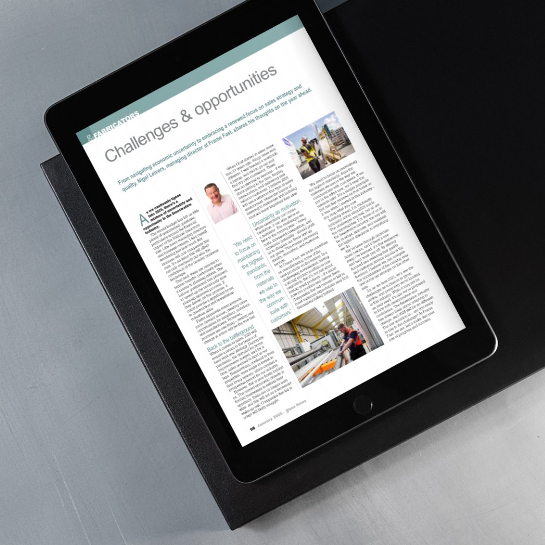 framefastuk's tweet image. Nigel Leivers, MD of Frame Fast, shares his thoughts on 2025—navigating uncertainty, embracing new opportunities, and focusing on quality and customer trust. 

Read more about Nigel&apos;s thoughts in @glasstimes 

bit.ly/4awG68A 

#framefast #fenestration #glasstimes