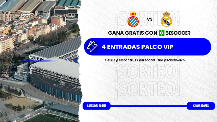 BeSoccer (@besoccer_es) on Twitter photo 🚨🚨¿Quieres ver el Espanyol-Real Madrid?
👉Pues sigue estos pasos:
-Sigue a <a href="/besoccer_ES/">BeSoccer</a> <a href="/BeSoccer_Pro/">BeSoccerPro</a> <a href="/RCDEspanyol/">RCD Espanyol de Barcelona</a>
-Retuitea esto
-Menciona a un amig@
🧾Sorteamos 4 entradas PALCO VIP. Habrá 2 ganadores:
-1er ganador | 2 entradas VIP
-2º ganador | 2 entradas VIP 🚨🚨¿Quieres ver el Espanyol-Real Madrid?
👉Pues sigue estos pasos:
-Sigue a <a href="/besoccer_ES/">BeSoccer</a> <a href="/BeSoccer_Pro/">BeSoccerPro</a> <a href="/RCDEspanyol/">RCD Espanyol de Barcelona</a>
-Retuitea esto
-Menciona a un amig@
🧾Sorteamos 4 entradas PALCO VIP. Habrá 2 ganadores:
-1er ganador | 2 entradas VIP
-2º ganador | 2 entradas VIP