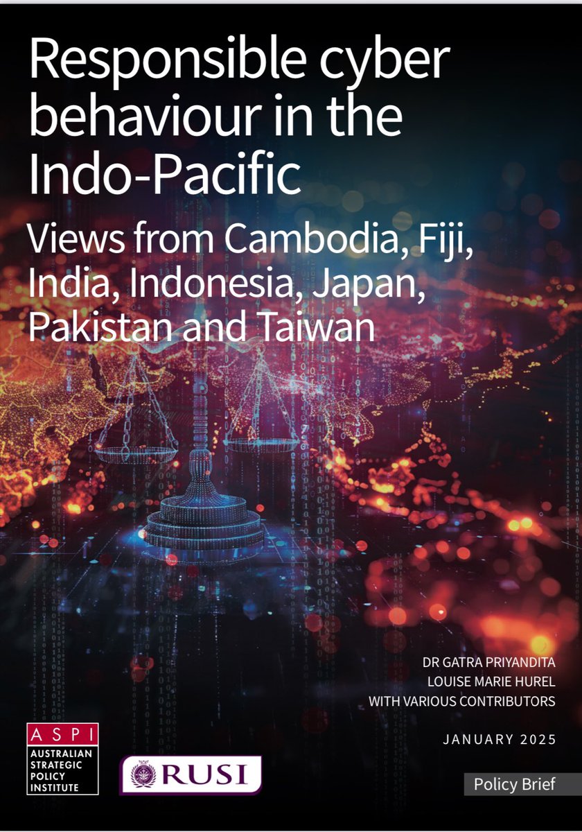Louise Marie Hurel (@loumariehsd) on Twitter photo ✨ NEW PUBLICATION OUT ✨
Excited to launch our latest work on how seven Indo-Pacific countries view responsible cyber behaviour! Part of <a href="/RUSI_org/">RUSI</a>’s Global Partnership for Responsible Cyber Behaviour. Huge thanks to my co-editor <a href="/GPriyandita/">Gatra Priyandita</a> & <a href="/ASPI_CTS/">ASPI Cyber, Tech & Security</a>! Here’s why it matters /1 ✨ NEW PUBLICATION OUT ✨
Excited to launch our latest work on how seven Indo-Pacific countries view responsible cyber behaviour! Part of <a href="/RUSI_org/">RUSI</a>’s Global Partnership for Responsible Cyber Behaviour. Huge thanks to my co-editor <a href="/GPriyandita/">Gatra Priyandita</a> & <a href="/ASPI_CTS/">ASPI Cyber, Tech & Security</a>! Here’s why it matters /1