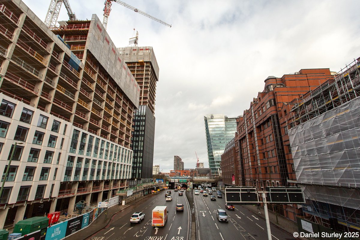 Daniel_Sturley's tweet photo. #Birmingham UK, 4 recent photos of the progress at the #construction of the Great Charles Street #development in the @MyJQ 
#BirminghamWeAre #RisingFast 
#Architecture https://t.co/0oPey5VtGe