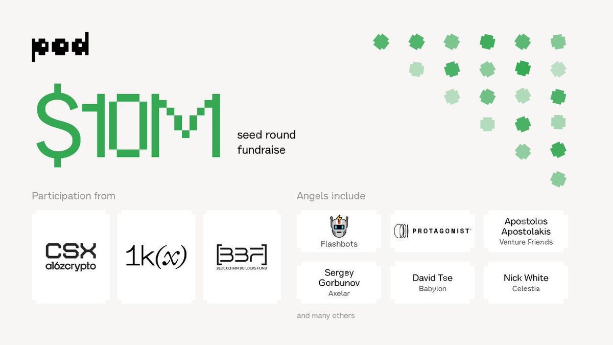 🪂 PodNetwork Early access to the pod devnet! Pod is a consensusless Layer  1 blockchain designed to eliminate traditional inefficiencies in  transaction validation. • Raised $10M • Cost: $0 - Go to