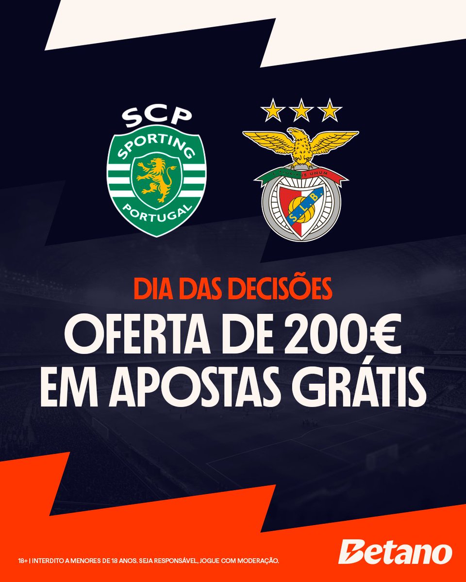 É o Dia das Decisões! ⭐ Se @sportingcp e @slbenfica passarem na Champions vamos oferecer 20 apostas de 10€ 🔥

Para participares tens de:

👉 Seguir a <a href="/Betano_PT/">Betano Portugal 🔞</a>
👉 RT e Like
👉 Comenta #BetanoBets

Vencedores anunciados a 30/01.