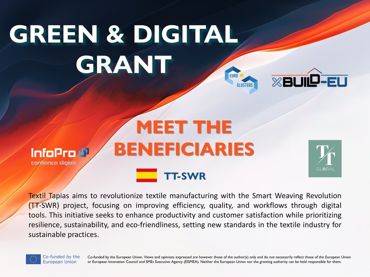 xBUILD-EU Eurocluster (@xbuild_eu) on Twitter photo Get to know the beneficiaries of the Green and Digital Grant from the 2nd <a href="/xBUILD_EU/">xBUILD-EU Eurocluster</a> Open Call!๐
<a href="/EU_HaDEA/">HaDEA</a> <a href="/Clusters_EU/">European Cluster Collaboration Platform (ECCP)</a> <a href="/EEN_EU/">Enterprise Europe Network ๐ช๐บ</a> Get to know the beneficiaries of the Green and Digital Grant from the 2nd <a href="/xBUILD_EU/">xBUILD-EU Eurocluster</a> Open Call!๐
<a href="/EU_HaDEA/">HaDEA</a> <a href="/Clusters_EU/">European Cluster Collaboration Platform (ECCP)</a> <a href="/EEN_EU/">Enterprise Europe Network ๐ช๐บ</a>