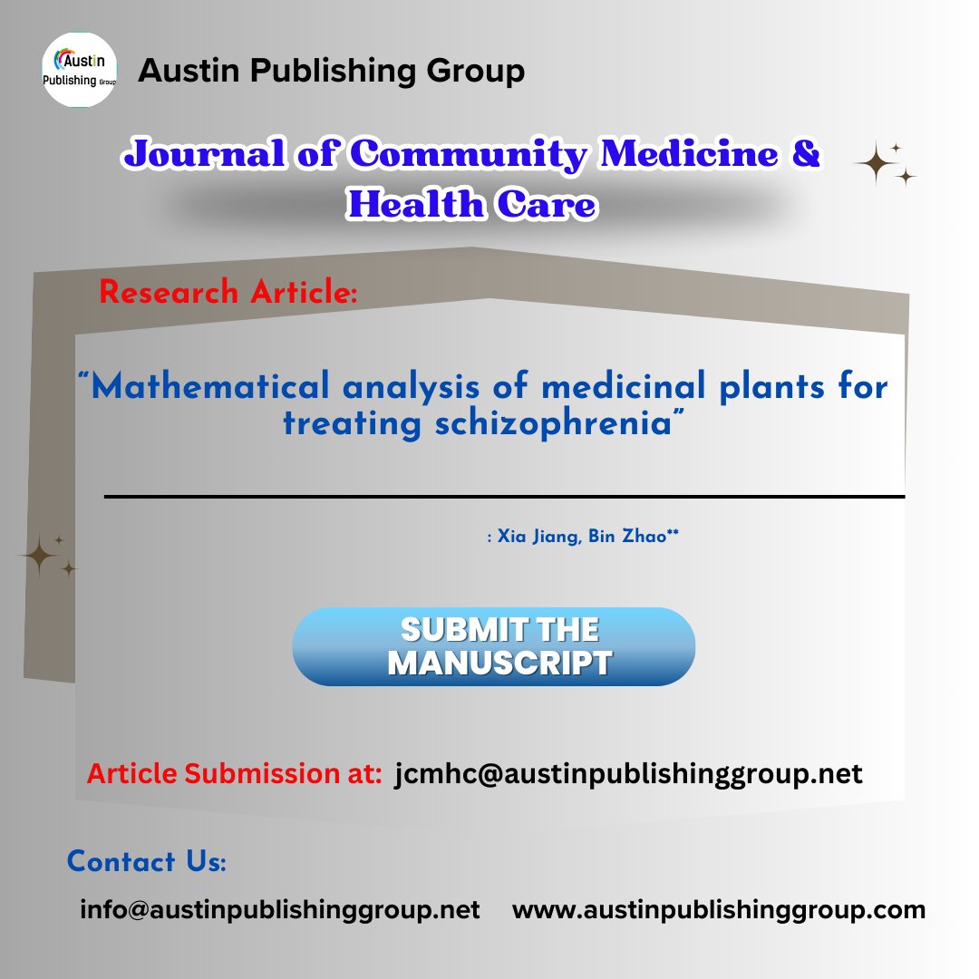 AustinGroups1's tweet photo. "Mathematical analysis of medicinal plants for treating schizophrenia" Kusum Singal https://t.co/WS5K4weAp2

#Schizophrenia #MentalHealth #MedicinalPlants #AlternativeTreatment #austinpublishing #review #research #article #casereport #journals #medicaljournals #usa #China #TCM https://t.co/fYB8opsS50
