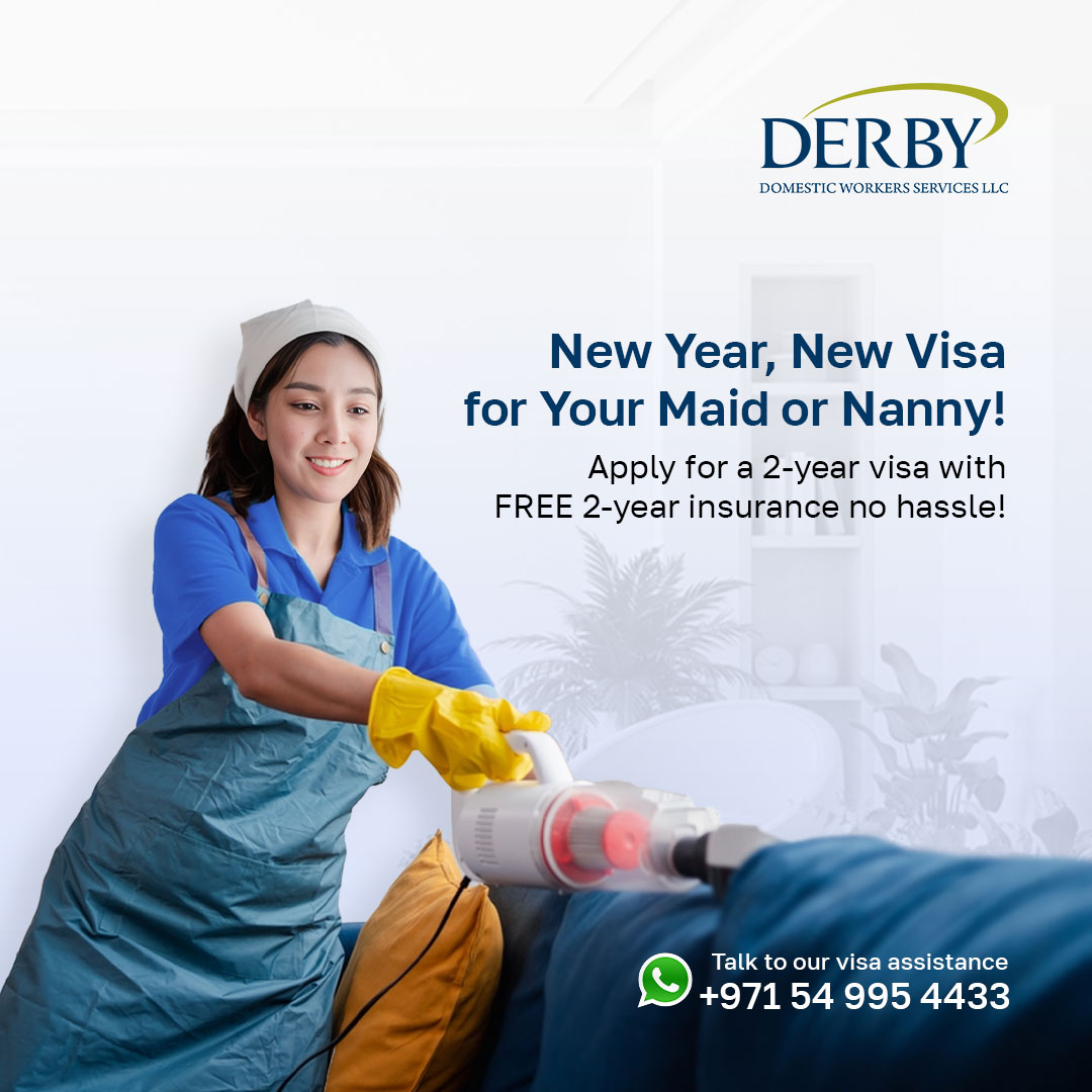 DerbyVisaCenter's tweet photo. This New Year, Apply New Visa for Your Maid or Nanny!

Start 2025 with peace of mind! Apply for a 2-year visa 📝with FREE 2-year health insurance – all with no hassle!✅

📞Talk to our visa assistance agent today: Call or WhatsApp: +971 54 995 4433

#derbytadbeercenter #MaidVisa https://t.co/7ugFGl3fZo
