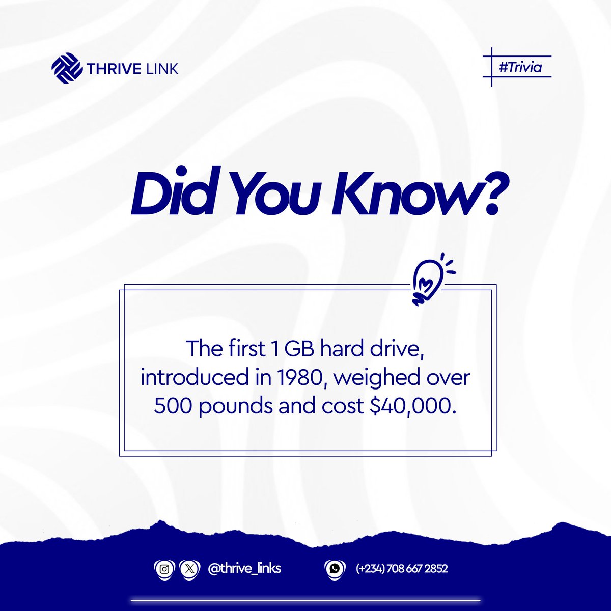 Thrive_Links's tweet image. Did you know, the first 1GB hard drive weighed over 500 pounds? 🫣
#techtrivia #programmers #ComputerScience #techfact