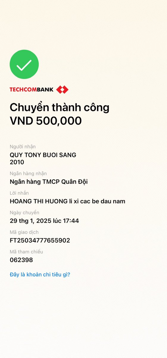 ✌Năm mới Cô gửi chút lì xì cho các bé <a href="/QuyTNBS/">Tony Buoi Sang Foundation</a> . Cô chúc các bé năm mới vui vẻ, mạnh giỏi và bình an.
✌Cảm ơn Dượng <a href="/Tony_Buoi_Sang/">Tony Buổi Sáng</a> đã truyền cảm hứng và động lực cho thị trấn X nói chung và đặc biệt ở đây con đã tìm được người “mentor” cực kỳ tuyệt vời