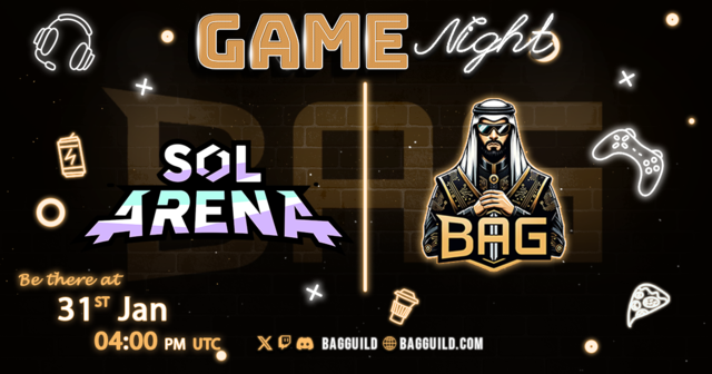 🚀🔥 BAG Guild Game Night – @solarena_io  Edition 🎮⚔️

Ready for an epic night of battles and strategy? 💪

💥 Join us in SOL Arena, where the action never stops, and only the strongest will rise! 🏆🔥

🎁 Surprises Await! Will you claim victory? 👀🎯

Don't miss out! Gather