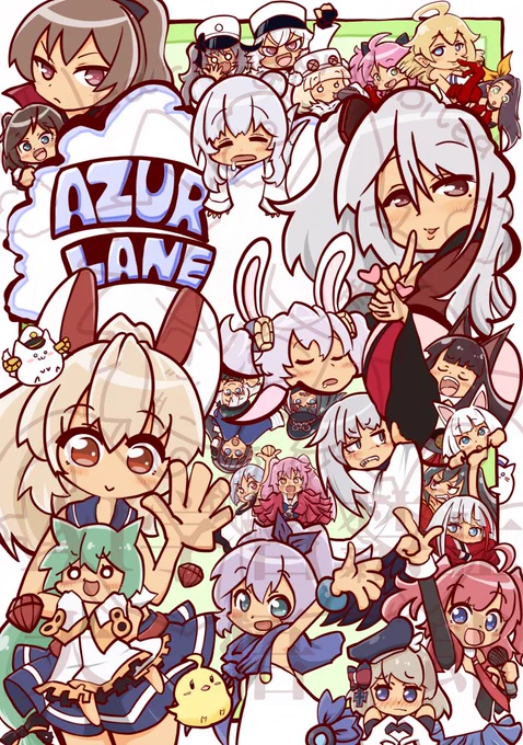 火魔じんさんのアズールレーン合同誌で描いた集合絵#アズールレーン 