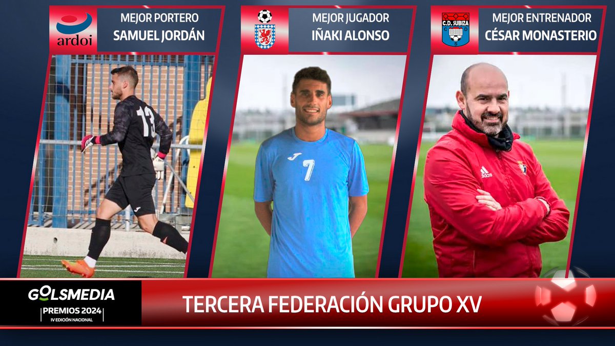 GolsmediaNacion's tweet photo. 🏅PREMIOS GOLSMEDIA 2024 | A continuación los vencedores de la #TerceraFederacion Grupo 15 como: Mejor Portero, Mejor Jugador y Mejor Entrenador de la temporada 2023/24 #PremiosGolsmedia2024 https://t.co/8U8ebI3DUU