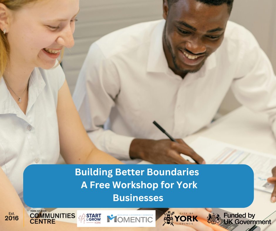 MomenticUK's tweet photo. On Friday 7th Feb 12pm – 2pm we are running a FREE workshop for York businesses

This session will:

☑️Identify where boundaries are needed
☑️Help you set them
☑️Handle responses with resilience
☑️Fostering healthier relationships

Visit the link in our bio to sign up https://t.co/uDKAiFFuNP