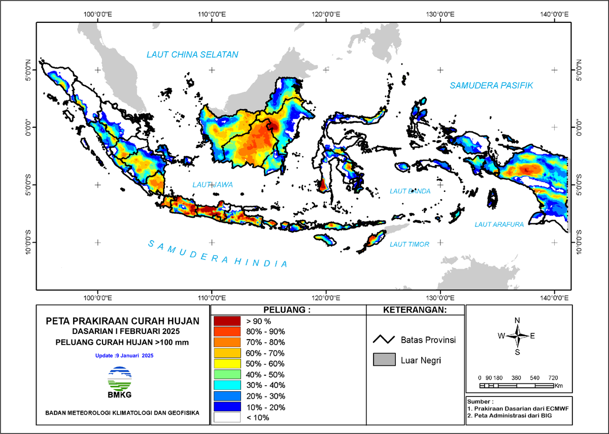 encepdenis's tweet photo. Saat ini sedang dalam periode puncak musim hujan untuk wilayah Selatan Indonesia (Jawa-Bali).
Berdasar prakiraan BMKG (01/13), curah hujan tinggi berpeluang hingga pekan pertama Februari, terutama wilayah Pantura Jateng dan sebagian Pantura Jabar. https://t.co/LJa2wfA9AK
