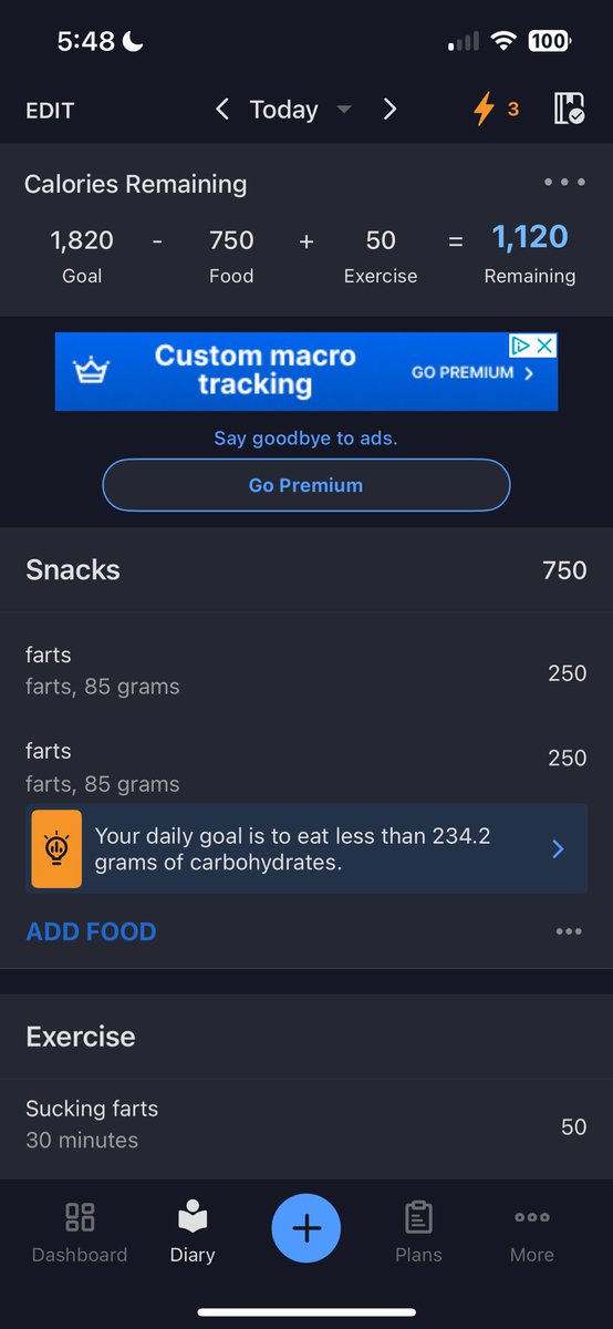 ShitItextKyle's tweet photo. @ohiotate If your fitness pal doesn’t look like this, then don’t post it. https://t.co/w0rW1bKkiR