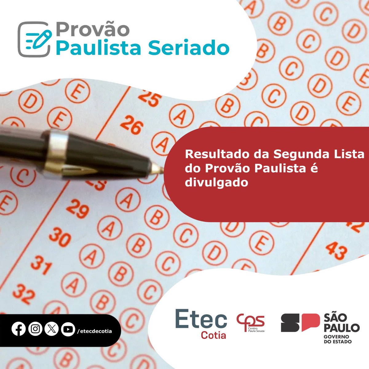 etecdecotia's tweet photo. ⚠️Atenção, ex alunos da Etec de Cotia estudantes! Já saiu a 2ª chamada unificada do Provão Paulista Seriado!  🏃🏽‍♂️📝 e tem mais alunos aprovados, corre lá e confira!
  
 💻Acesse a lista de aprovados e todas as informações no portal:
 https://t.co/6QtpR1u5Mu https://t.co/8SceG8tkRZ