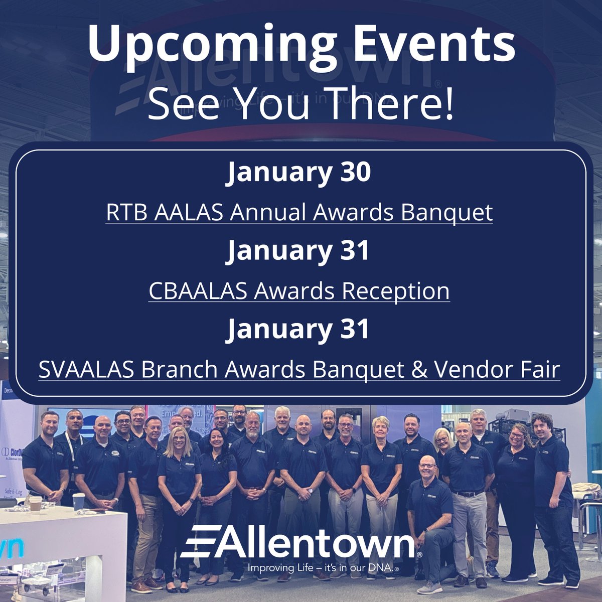 allentownllc's tweet image. 🎉 Catch Us at These Upcoming Events! 🎉 
📍 January 30 – RTB AALAS Annual Awards Banquet 
📍 January 31 – CBAALAS Awards Reception 
📍 January 31 – SVAALAS Branch Awards Banquet &amp;amp; Vendor Fair #AALASbranchEvents #LabAnimalScience #AwardsSeason #CelebratingExcellence