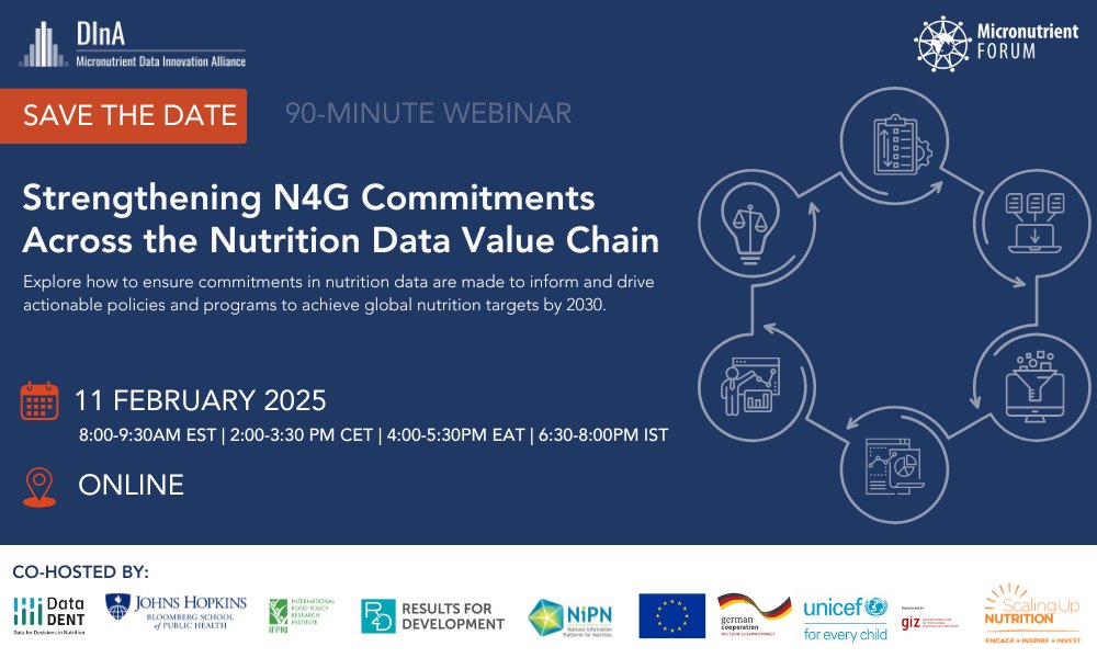 MNForum's tweet photo. 📢 Join our webinar as we gear up for the March #N4GParis Summit!
✅ Explore SMART commitments to strengthen #NutritionData.
✅ Learn lessons from #N4GTokyo.
✅ Build partnerships for thriving national data ecosystems.
🗓 Feb 11 @2:00 PM CET
🔗Register: https://t.co/WeAolyFhF4 https://t.co/5BZbcKWVJK