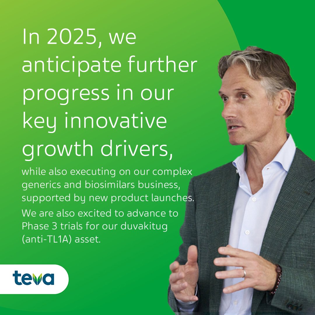 TevaUSA's tweet photo. As we continue to deliver on our #PivotToGrowth strategy, we're sharing today Teva’s Q4 and FY 2024 business results.
https://t.co/X26YSrJdKz
Forward-looking statements are subject to the cautionary note included in our Q4 2024 press release.
#QuarterlyResults #Earnings $Teva