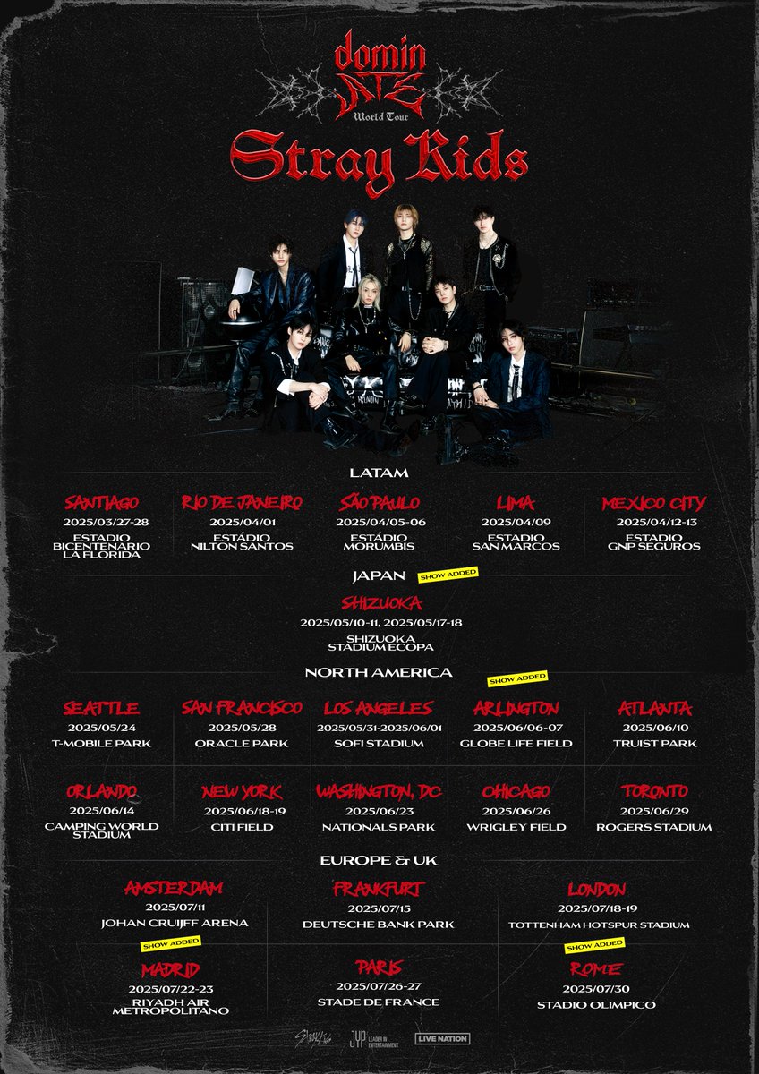 Stray_Kids's tweet image. Stray Kids(스트레이 키즈) World Tour &amp;lt;dominATE&amp;gt;
ADDITIONAL SHOW ANNOUNCEMENT

#StrayKids #스트레이키즈
#dominATE
#YouMakeStrayKidsStay
