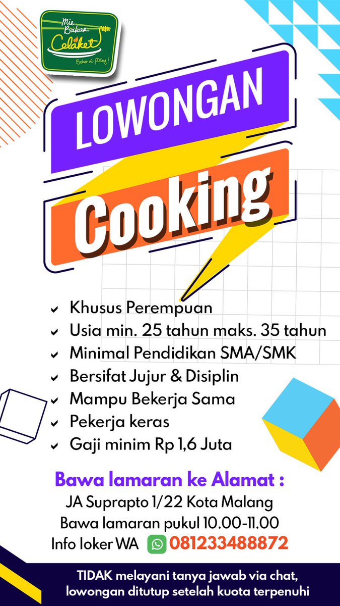 Lowongan Kerja #lowongankerja #loker #lowker #malang #InfoLoker #karir #mie #miebakar #miebakarcelaket
