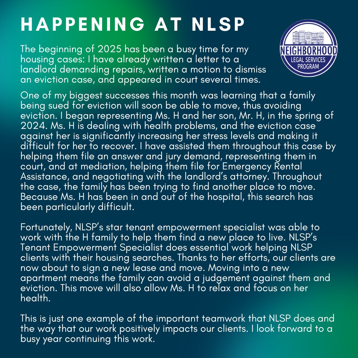 Neighborhood Legal Services Program (@nlsp_dc) on Twitter photo We are grateful for NLSP's Equal Justice America Veterans' Rights Fellow. Thank you, Alexa, for providing these monthly updates and thank you <a href="/EqualJusticeAm/">Equal Justice America</a>! We are grateful for NLSP's Equal Justice America Veterans' Rights Fellow. Thank you, Alexa, for providing these monthly updates and thank you <a href="/EqualJusticeAm/">Equal Justice America</a>!