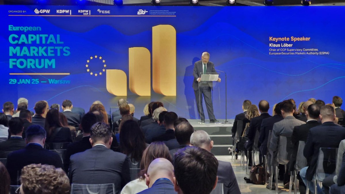 KDPW_'s tweet photo. European Capital Markets Forum has just started.
Opening remarks: Maciej #Trybuchowski, CEO of @KDPW_ and @kdpw_ccp and Tomasz #Bardziłowski, CEO of @GPW_WSExchange.
Opening keynote speech: Andrzej #Domański, Polish Minister of Finance (@MF_GOV_PL)
Keynote speech: Klaus #Löber, Chair of CCP Supervisory Committee, EuropeanSecurities Markets Authority (@ESMAComms )
ECMF jointly organised by @KDPW_, @kdpw_ccp, @GPW_WSExchange and @FESEBrussels