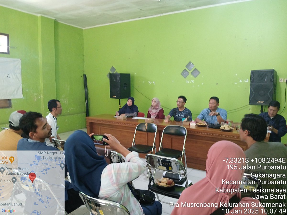 EvaRavela's tweet photo. Jum'at (10/01/25), Eva Ravela NS, Luhkan Kota Tasikmalaya, di  Kel. Sukamenak Kec. Purbaratu,  Mengikuti Pra Musrenbang RKPD tahun 2026 Kel. Sukamenak
#GiatLuhkanSatminkalBogor
#Aktivitas  #KtTasik #luhlapor @kkpgoid
@bppsdm_kp  @pusluhkp 
@brpbatpp_bogor https://t.co/BIs1Jya055