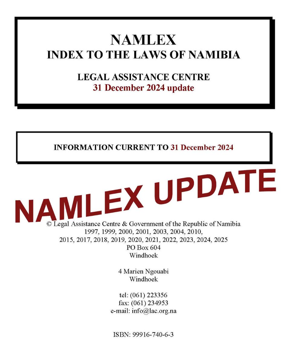 Once again we are happy to present an update to Namlex, your guide to Namibian laws.
lac.org.na/index.php/2025…