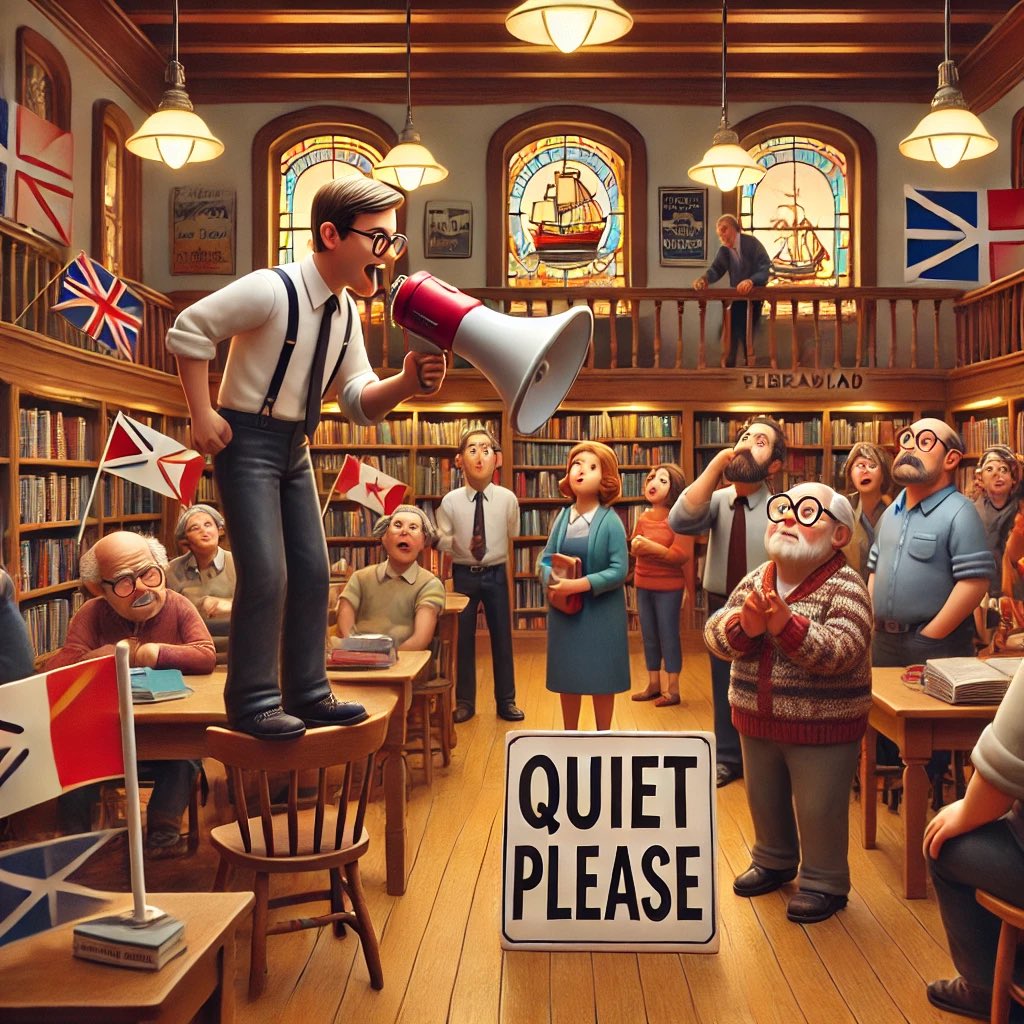 CRD_Lawyer's tweet image. Weird Law Wednesday:

❗️ATTENTION PLEASE❗️
In Newfoundland, it’s illegal to shout in a public library. 🗣️🚫📚 
This bylaw ensures a quiet environment for all. 

#NewfoundlandLaw #LibraryRules #WeirdLawWednesday