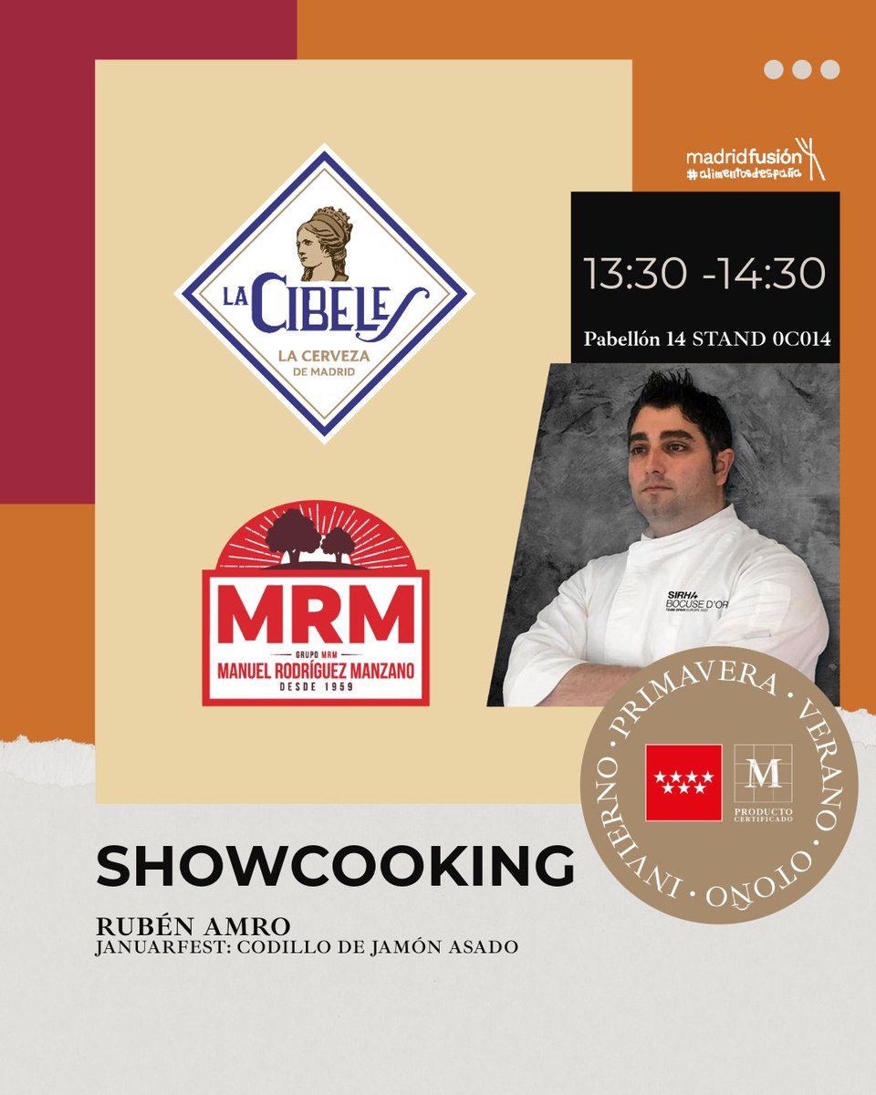 MadridCalidad's tweet image. 👨‍🍳 SHOWCOOKING 👨‍🍳

¡Es hora de fiesta con el Januarfest!

A las 13:30 Cervezas La Cibeles (@cibelescervezas) y #MRM nos invitan a disfrutar de esta fiesta tan especial con un #codillo de #jamón asado preparado por el chef madrileño Rubén Amro 🍺🍖✨

¡No te lo pierdas!