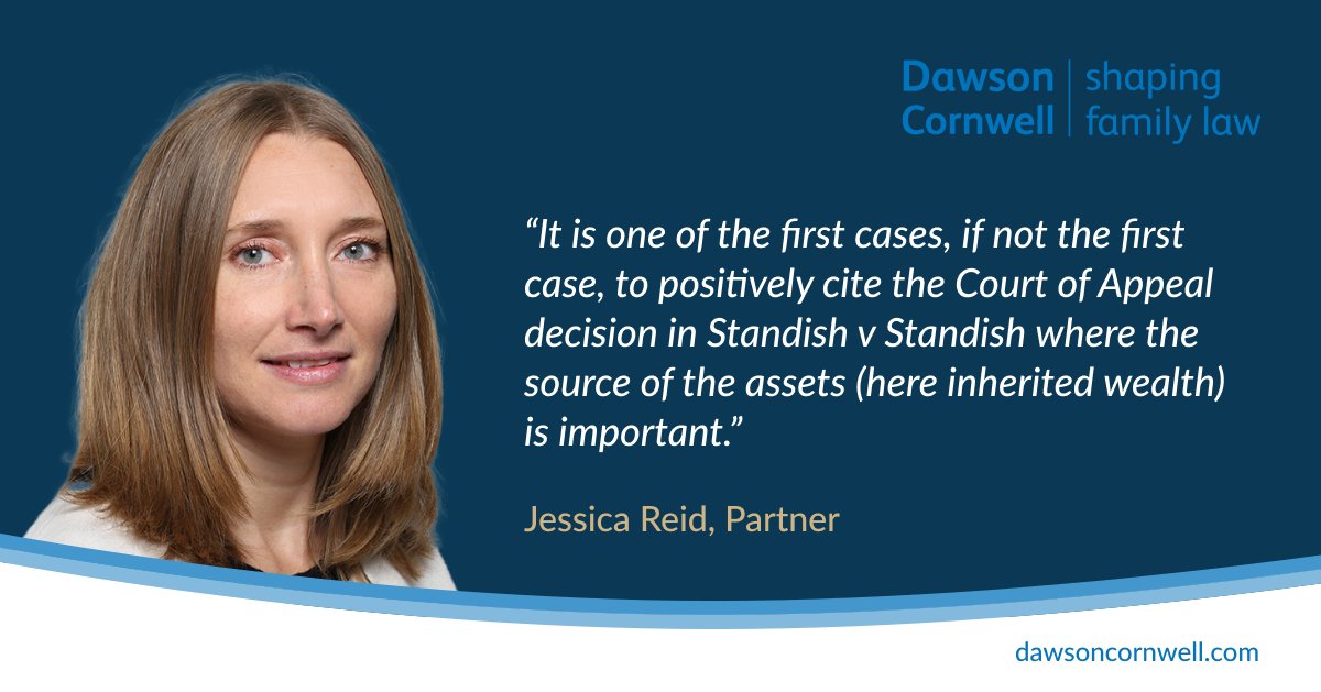 Writing in <a href="/fr_journal/">Financial Remedies Journal</a>, Partner Jessica Reid assesses her recent case of ST v AR, one of the first cases to positively cite the Court of Appeal decision in Standish v Standish where the source of the assets is important. Read Jessica's article here: bit.ly/40xYZnb